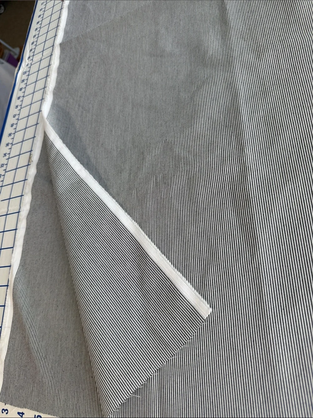 Vintage Black White Ribbed Pinstripe Fabric 1 Yard x 64” Wide Textured Woven
